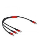 Delock USB Ladekabel 3 in 1 USB Type-C™ zu 3 x USB Type-C™ 30 cm schwarz / rot
