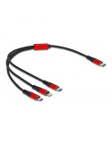 Delock USB Ladekabel 3 in 1 USB Type-C™ zu Lightning™ / Micro USB / USB Type-C™ 30 cm schwarz / rot