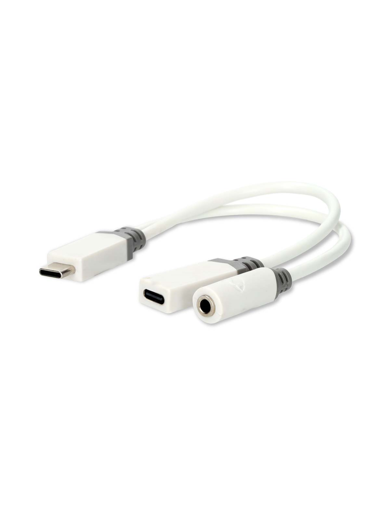 Nedis USB-C™ Adapter | USB 2.0 | USB-C™ Stecker USB-C™ Buchse / 3.5 mm Buchse | 0.10 m | Rund | Vergoldet | PVC | Weiss | Box