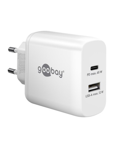 Goobay USB-C™ PD Dual-Schnellladegerät (65 W) weiß