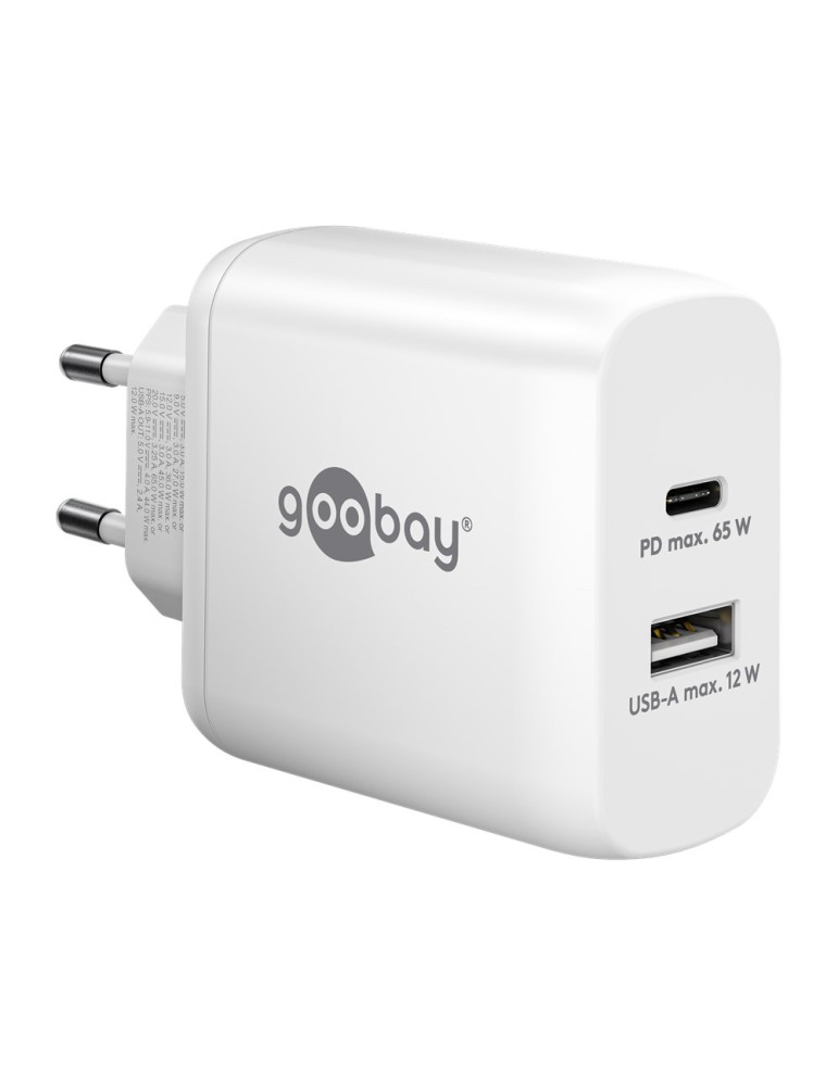 Goobay USB-C™ PD Dual-Schnellladegerät (65 W) weiß