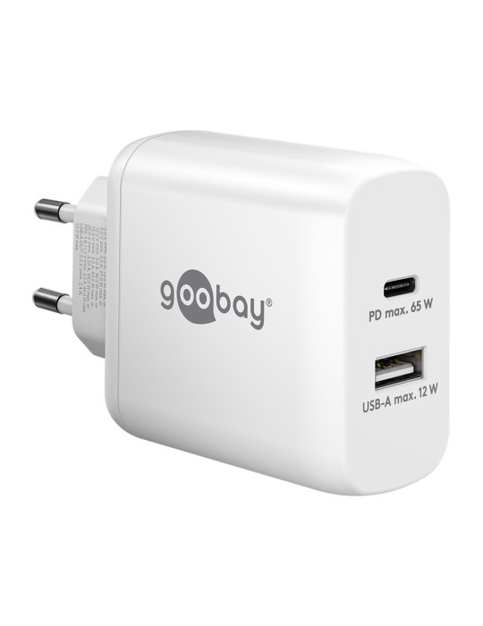 Goobay USB-C™ PD Dual-Schnellladegerät (65 W) weiß