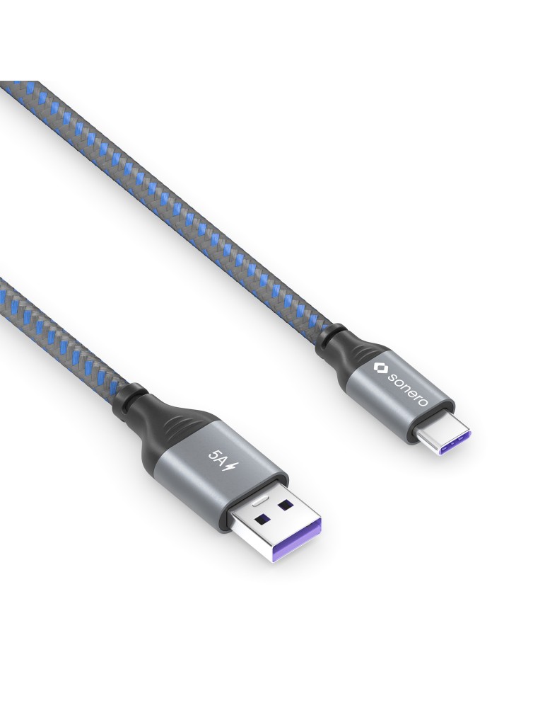 Sonero USB-C auf USB-A Ladekabel - USB 2.0 Super-Fast Charge 5V/5A - grau/blau - 1,00m