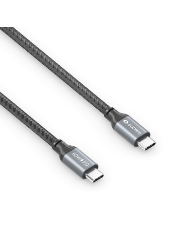 Sonero USB-C auf USB-C Ladekabel - USB 2.0, 60W PD grau/schwarz - 1,50m