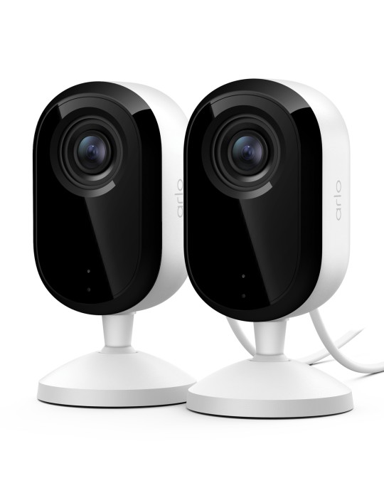 Arlo Essential 3 2K Indoor-Kamera Weiß 2er Set 3MP (2304x1296), WLAN, Netzteil, Indoor, Zwei-Wege-Audio, Auto. Objektiv-Abdeckun