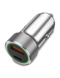 PEDEA 20W USB-C (PD) KFZ-Schnellladegerät 12/24V - 2-Ports Mehrfach Handy-Ladegerät mit USB-C und USB-A, silber