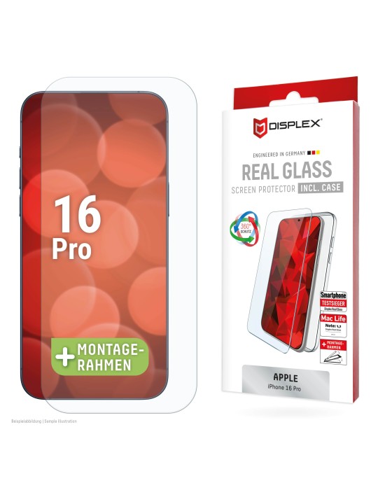 DISPLEX Real Glasschutzfolie + Handyhülle für iPhone 16 Pro