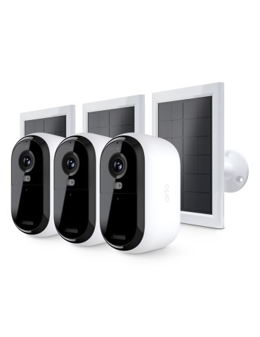 Arlo Essential 3 2K Kamera Weiß 3er Set inkl. Solarpanel 4MP (2560x1440), WLAN, Akku, Indoor/Outdoor, Intelligente Erkennung