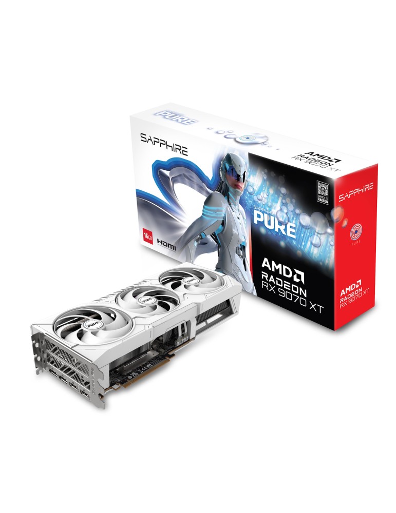 SAPPHIRE PURE AMD RADEON RX 9070 XT GAMING OC Grafikkarte - 16GB GDDR6, 2x HDMI, 2x DP