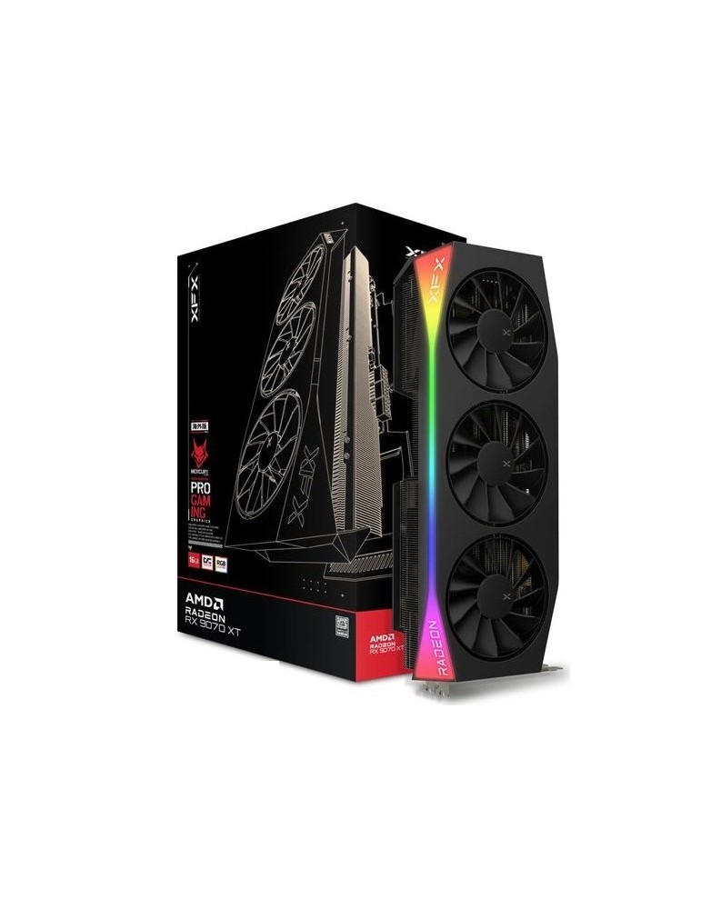 XFX Radeon RX 9070XT MERCURY Gaming RGB 16GB OC - 16GB GDDR6, 1x HDMI, 3x DP