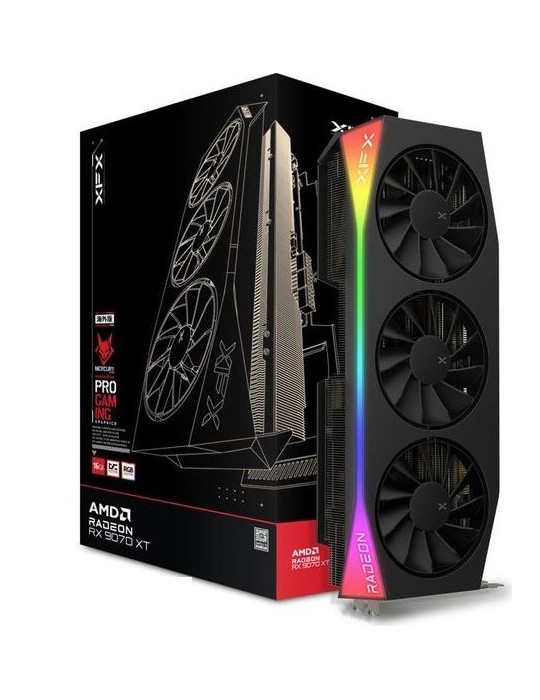 XFX Radeon RX 9070XT MERCURY Gaming RGB 16GB OC - 16GB GDDR6, 1x HDMI, 3x DP