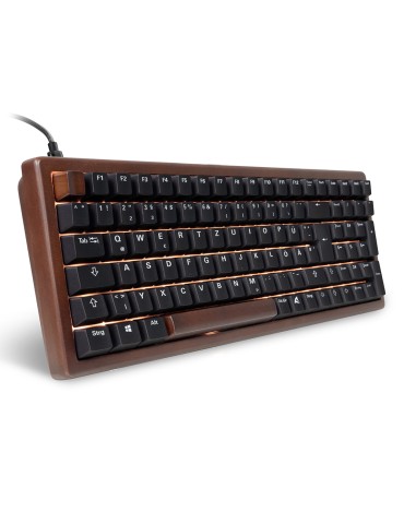 Sharkoon SGK50 S2 Wood PBT kabelgebundene Gaming Tastatur mit Holzgehäuse und hochwertigen PBT-Tastenkappen