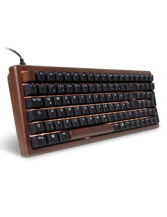 Sharkoon SGK50 S2 Wood PBT kabelgebundene Gaming Tastatur mit Holzgehäuse und hochwertigen PBT-Tastenkappen