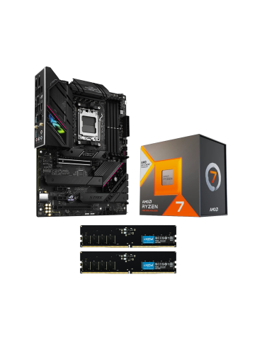 ASUS ROG STRIX B650E-F GAMING WIFI Upgrade Kit bestehend aus Mainboard + AMD Ryzen 7800X3D + 32 GB DDR5 RAM Crucial