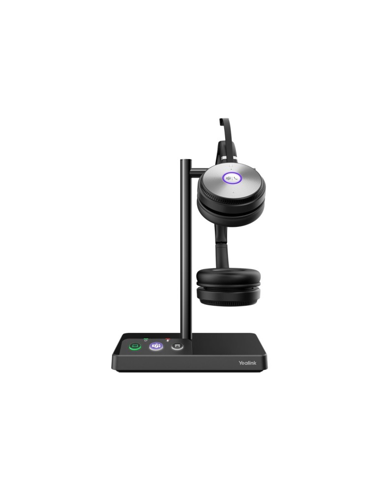 Yealink Headset WH62 Dual DECT, Stereo, Kabellos Kompatibel mit Microsoft Teams, Basisstation mit Klingelton, Bis zu 14 Std. Ges