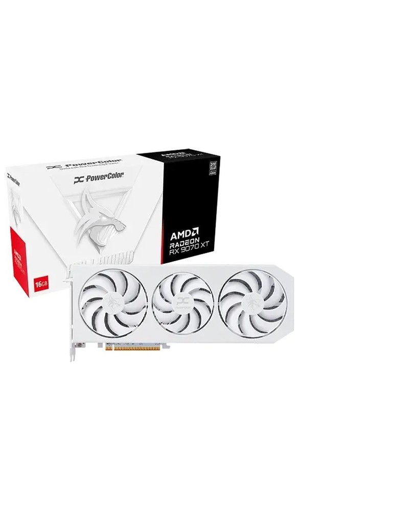 PowerColor Radeon RX 9070 XT OC Hellhound Spectral White - 16GB GDDR6, 1x HDMI, 3x DP
