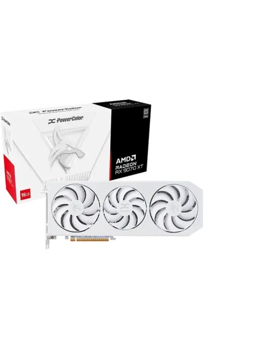 PowerColor Radeon RX 9070 XT OC Hellhound Spectral White - 16GB GDDR6, 1x HDMI, 3x DP