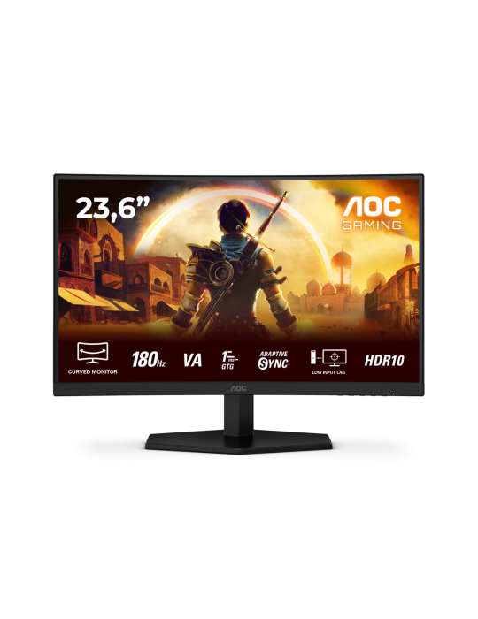 AOC C24G42E 24 Zoll Full HD Curved Monitor, 180 Hz, 0.5 ms, FreeSync Premium (1920x1080, 1x HDMI 2.0, 1x DisplayPort 1.4) schwar