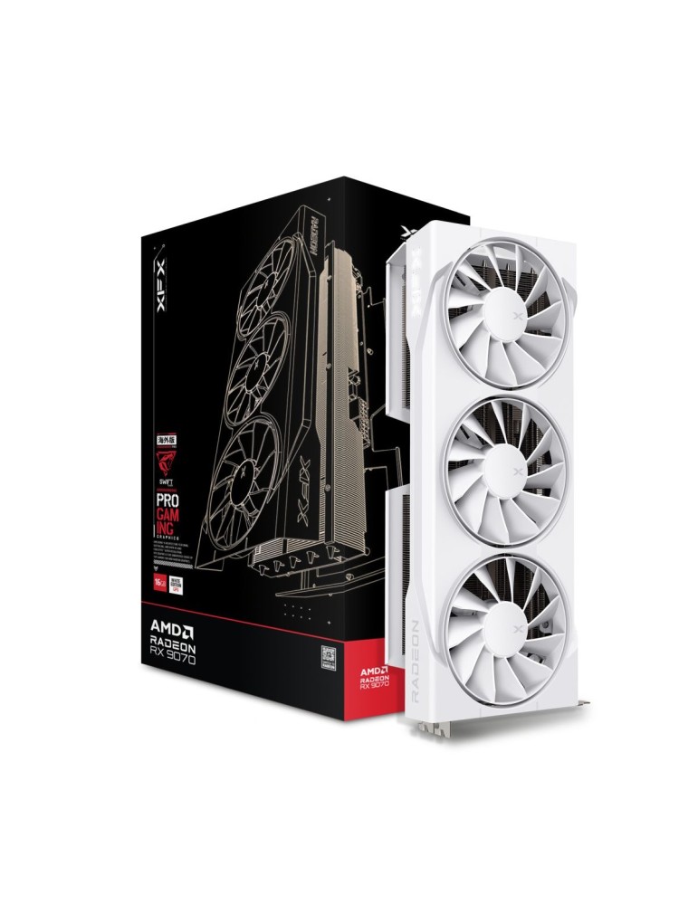 XFX Swift Radeon RX 9070 OC White Triple Fan Gaming Edition - 16GB GDDR6, 1x HDMI, 3x DP
