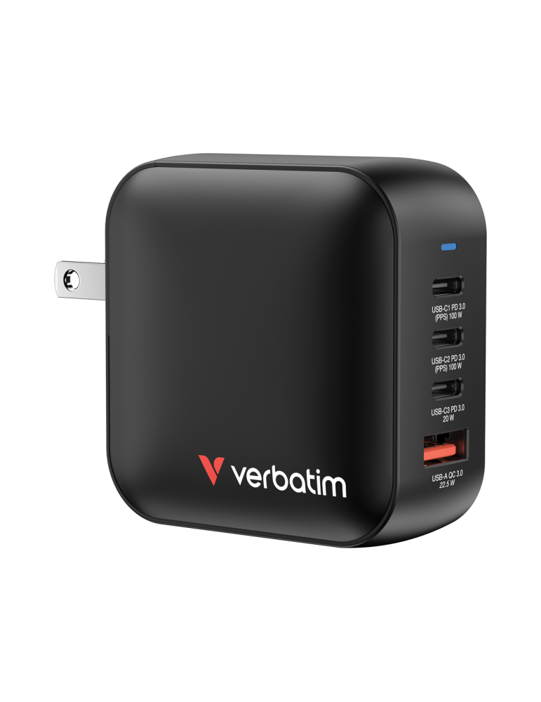VERBATIM Mini GaN Netzladegerät 100W 4 Anschlüsse US/EU/UK ADP
