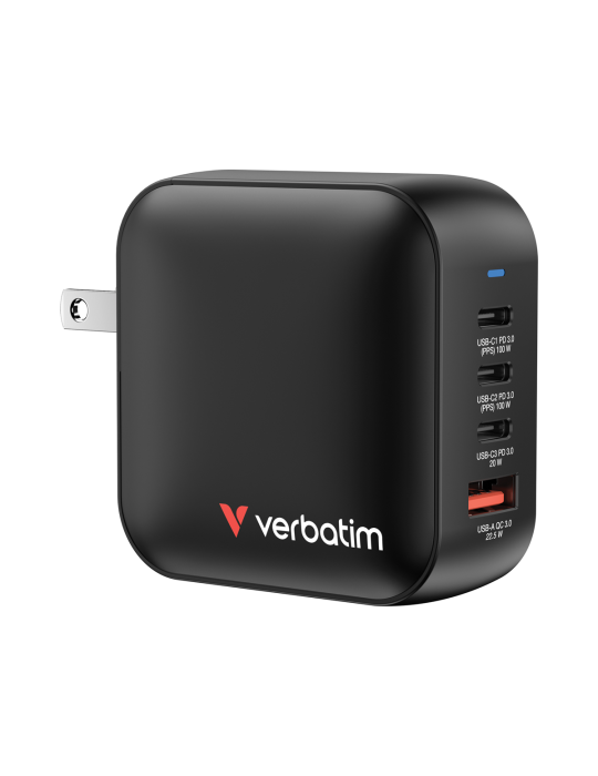 VERBATIM Mini GaN Netzladegerät 100W 4 Anschlüsse US/EU/UK ADP