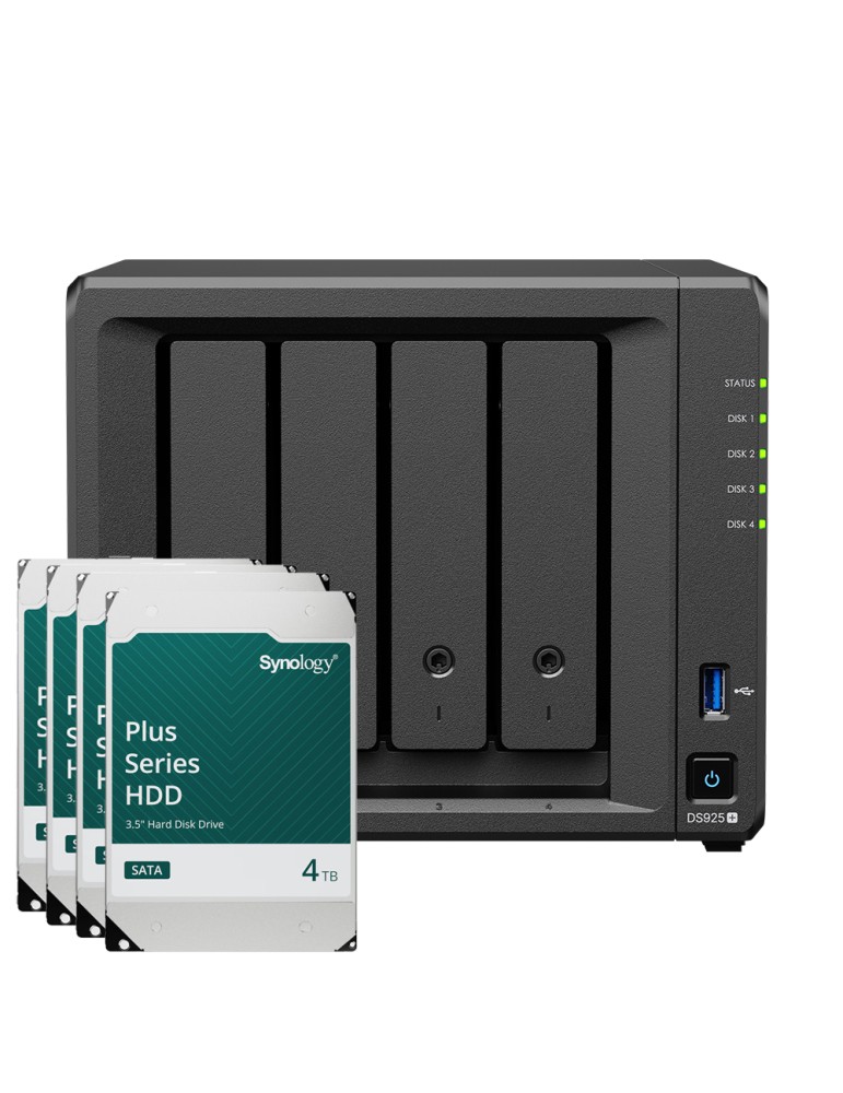 Synology DS925+ 16TB Plus HDD NAS-Bundle NAS inkl. 4x 4TB Synology Plus 3.5 Zoll SATA Festplatte