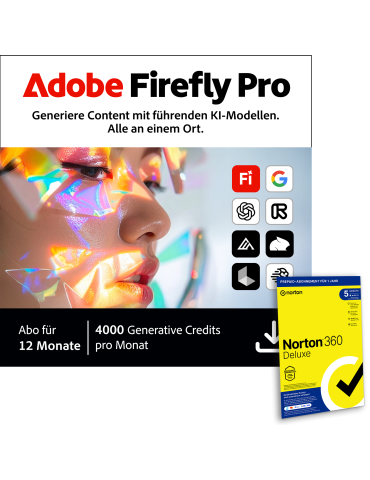 Adobe Firefly Pro | 12 Monate inkl. Norton 360 Deluxe 5 Device