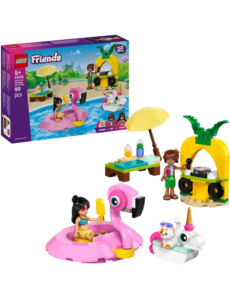 Friends Poolparty mit Einhorn und Flamin