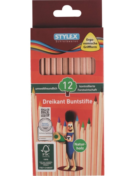 12er Buntstifte Naturholz