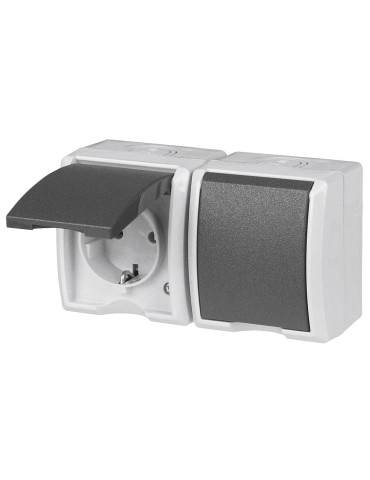 REV RITTER AP-Steckdose AquaForm gr FR AP-Steckdose 2-fach waagerechte Montage