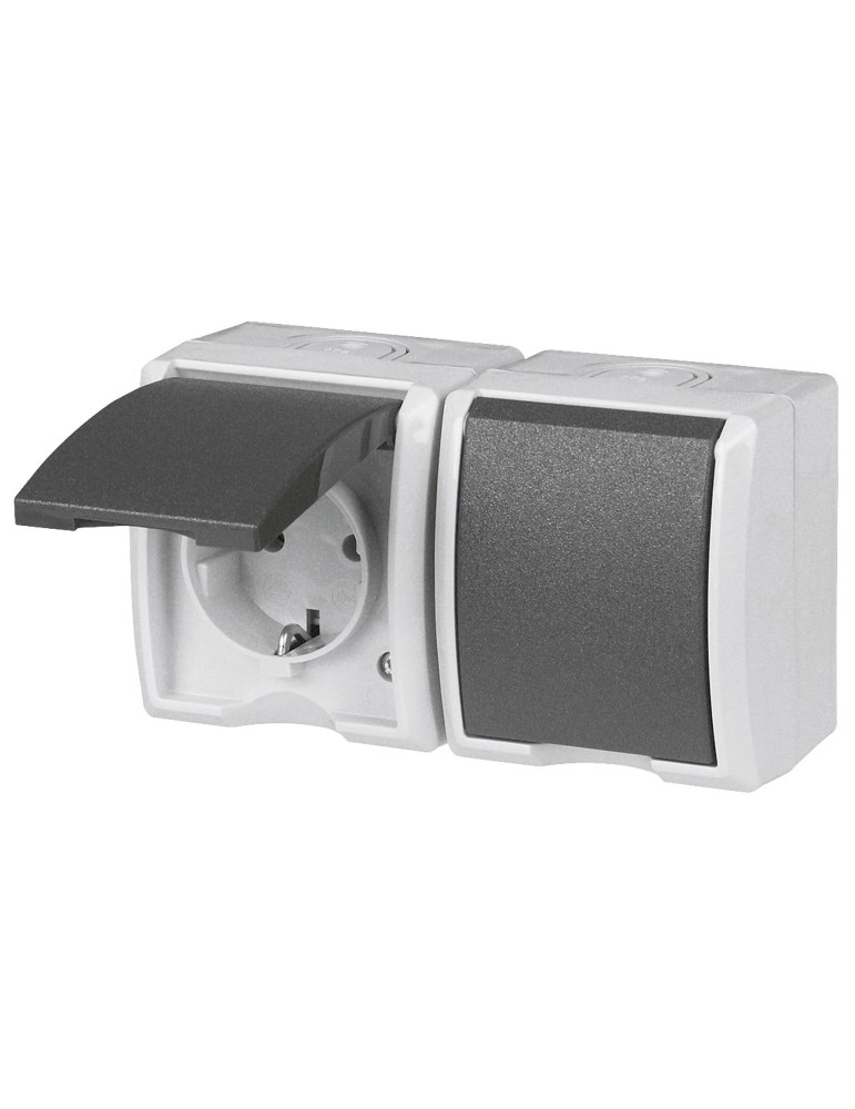 REV RITTER AP-Steckdose AquaForm gr FR AP-Steckdose 2-fach waagerechte Montage