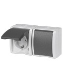 REV RITTER AP-Steckdose AquaForm gr FR AP-Steckdose 2-fach waagerechte Montage