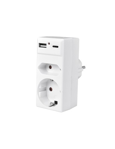 HEITECH Steckdosenadapter Schuko/Euro 1xUSB A 1x USB C