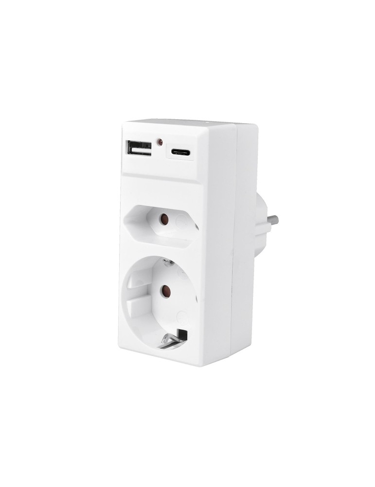 HEITECH Steckdosenadapter Schuko/Euro 1xUSB A 1x USB C
