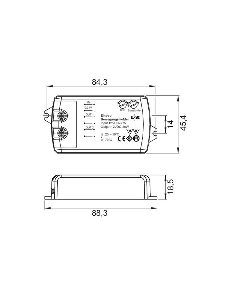 LED Sen.Microwave 12 V (24 V) 36 W (72 W) weiß L&S