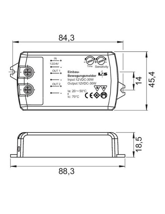 LED Sen.Microwave 12 V (24 V) 36 W (72 W) weiß L&S