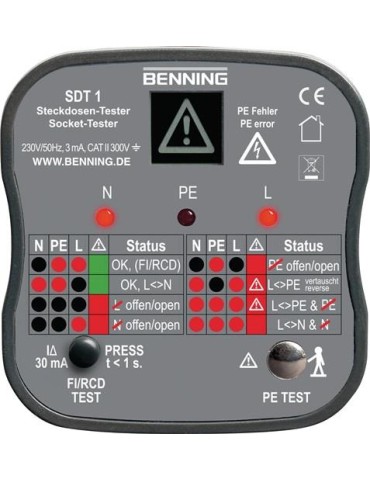 Steckdosentester SDT 1 z.Prüfung v.Schutzkon.steckd.BENNING