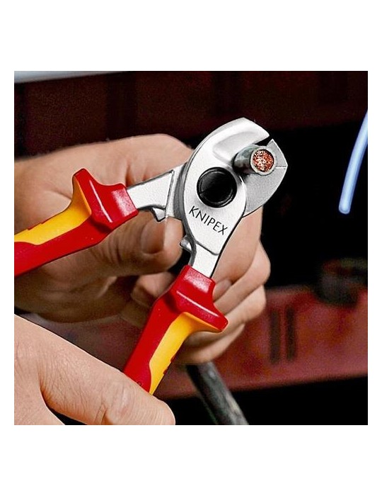 Kabelschere L.165mm Kopf verchr.VDE m.Öse Mehrkomp.-Hüllen Form 1 KNIPEX