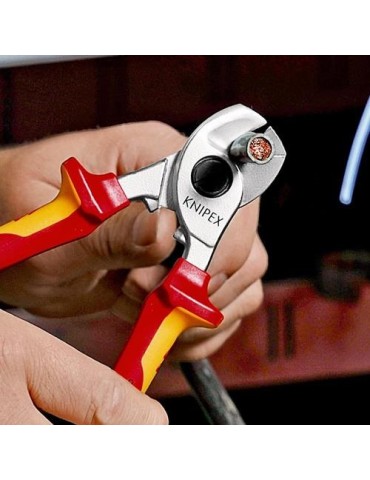 Kabelschere L.165mm Kopf verchr.VDE Mehrkomp.-Hüllen Form 2 KNIPEX