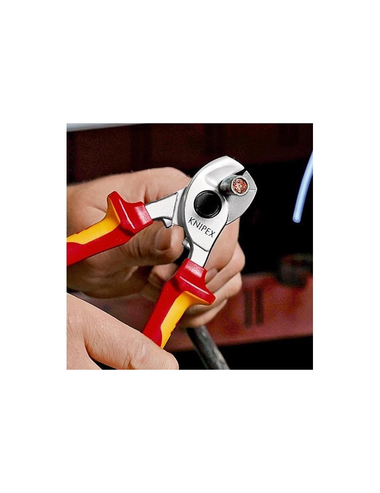 Kabelschere L.165mm Kopf verchr.VDE Mehrkomp.-Hüllen Form 2 KNIPEX