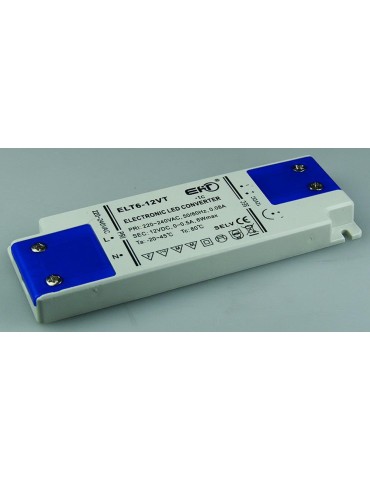 elektronischer LED-Trafo 0,5-6 Watt, Ein 220-240V, Aus 12V, Super SlimLine