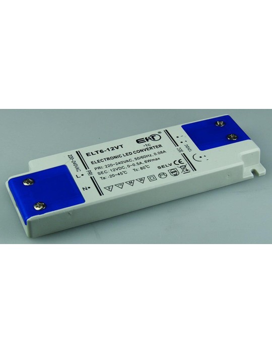 elektronischer LED-Trafo 0,5-6 Watt, Ein 220-240V, Aus 12V, Super SlimLine