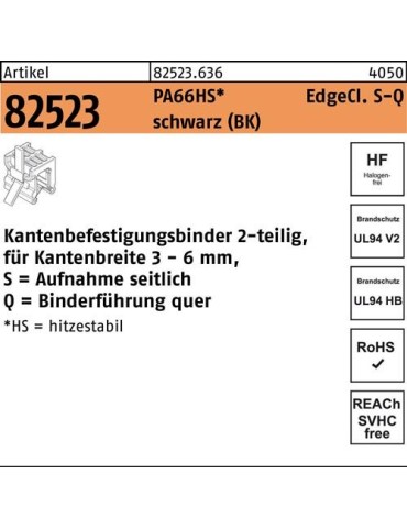 Befestigungsbinder R 82523 Edgecl. 4,6x200 PA66HS sw SQ 500St HELLERMANNTYTON - VPE: 500