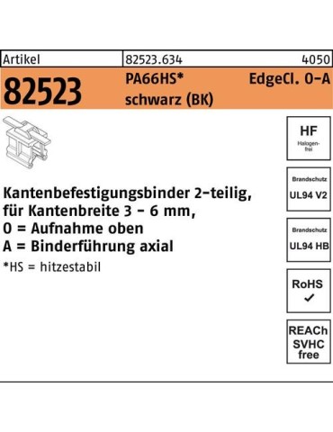 Befestigungsbinder R 82523 Edgecl. 4,6x200/45 PA66HS sw OA 500St HELLERMANNTYTON - VPE: 500