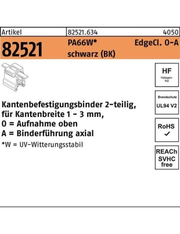 Befestigungsbinder R 82521 Edgeclip 4,6x200/45 PA66W sw 500St. HELLERMANNTYTON - VPE: 500