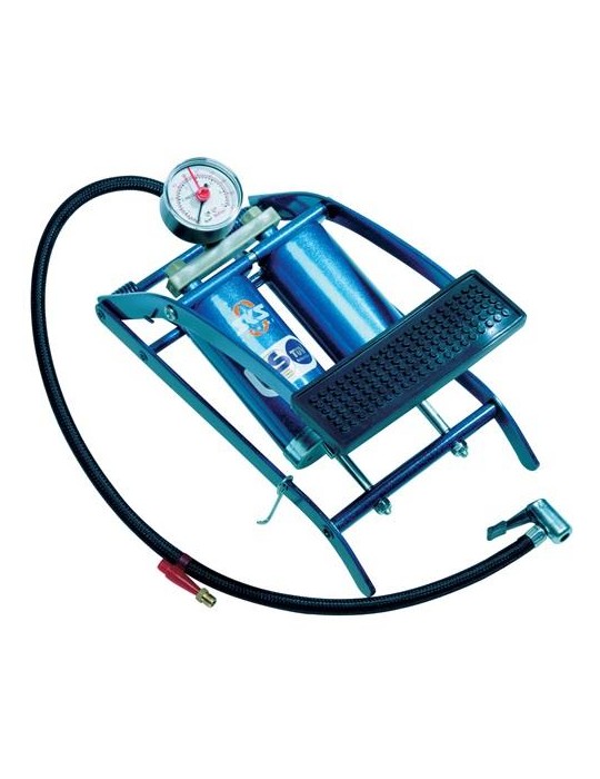 Fußluftpumpe 5bar Doppelzylinder m.Manometer