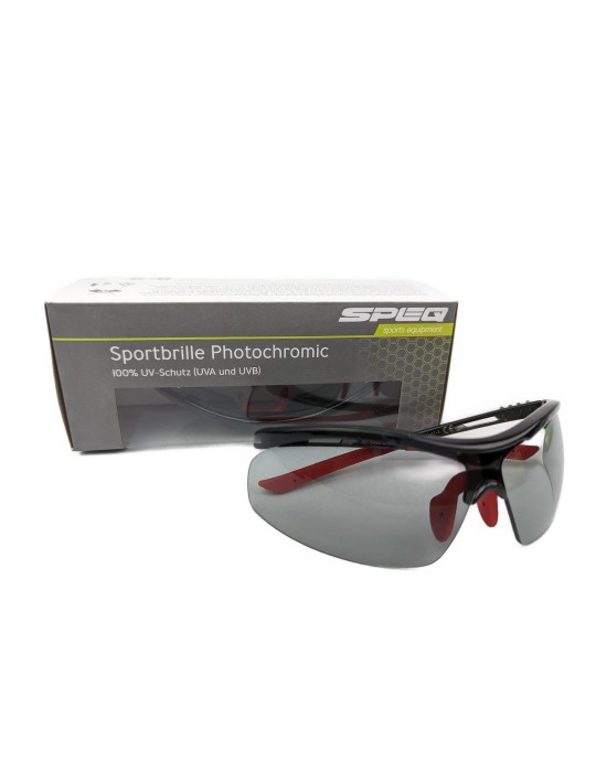 SPEQ Sportbrille Photochromic SP-1548C mit selbsttönendem Glas für Fahrrad- Motorradfahren, Skiesport (rot)