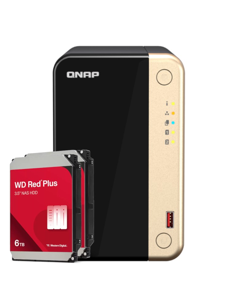 QNAP TS-264-8G 12TB WD Red Plus NAS-Bundle NAS inkl. 2x 6TB WD Red Plus 3.5 Zoll SATA Festplatte