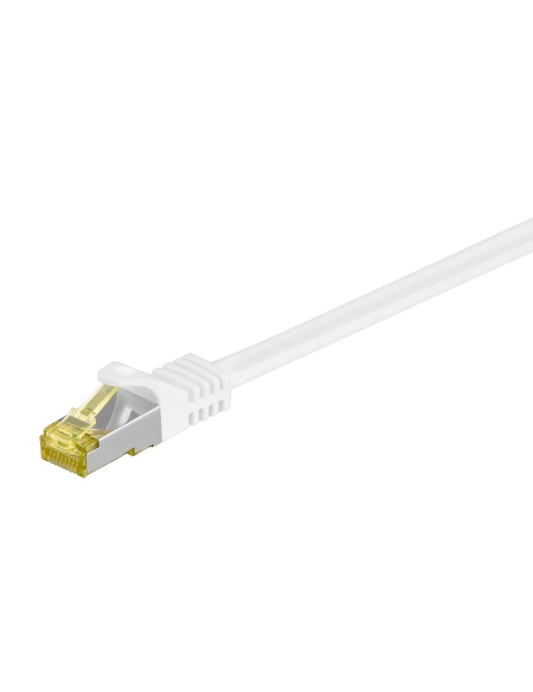 Goobay 1m RJ45 Patchkabel CAT 6A S/FTP (PiMF), 500 MHz, mit CAT 7 Rohkabel, weiß LSZH halogenfrei, Kupfer