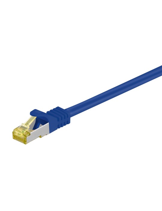 Goobay 0.5m RJ45 Patchkabel CAT 6A S/FTP (PiMF), 500 MHz, mit CAT 7 Rohkabel, blau LSZH halogenfrei, Kupfer